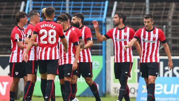 GUETERSLOH, GERMANY - JULY 21: Raul Garcia Escudero of Bilbao (2nd) celebrates his first goal and 1-1 during the pre-season friendly match between Athletic Club and VfL Bochum at Ohlendorf Stadion im Heidewald on July 21, 2022 in Guetersloh, Germany. (Photo by Christof Koepsel/Getty Images)