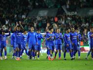 Carlos Rotondi, Gabriel Fernandez, Jorge Sanchez of Cruz Azul during the 1st round match between Leon and Cruz Azul as part of the Liga BBVA MX, Torneo Clausura 2026 at Nou Camp Leon Stadium, on January 10, 2026 in Leon, Guanajuato, Mexico.