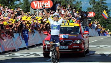 Nairo Quintana celebra en Le Semnoz el triunfo de la etapa 20 en el Tour de Francia