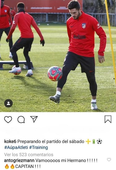 Griezmann voices support for under-fire Atlético captain Koke "Go for it Bro'!!"