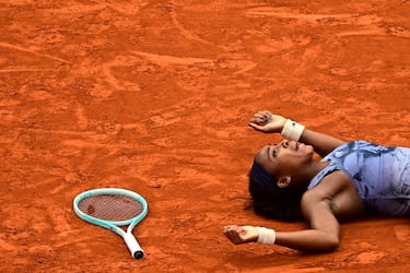 Coco Gauff celebra la victoria. 