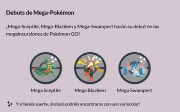 Mega Sceptile, Mega Blaziken y Mega Swampert son los Pokémon disponibles en las Megaincursiones durante el Día de las Megaincursiones de Hoenn en Pokémon GO