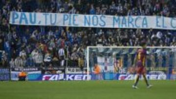 Una de las pancartas que la Curva desplegó durante el derbi.