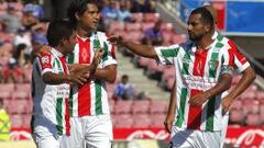 El jugador de Palestino, Nicolas Maturana, celebra su gol