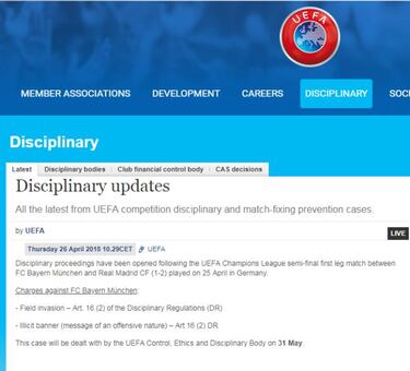 UEFA charges Bayern Munich over pitch invasion and banner