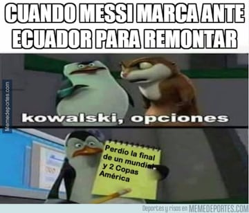 Los memes del Ecuador-Argentina: Messi el héroe del partido