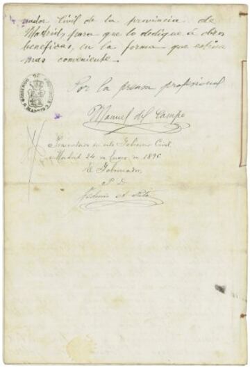 La última página de los estatutos de la Unión Velocipédica Española. La firma se produjo el 15 de noviembre de 1895