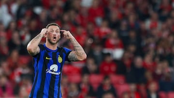 Lisbon (Portugal), 29/11/2023.- Inter Milan's Marko Arnautovic gestures during the UEFA Champions League group stage soccer match between SL Benfica and Inter Milan in Lisbon, Portugal, 29 November 2023. (Liga de Campeones, Lisboa) EFE/EPA/TIAGO PETINGA
