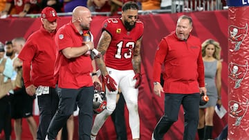 Veteran wide receiver Evans was forced out of the Buccaneers' defeat to the Ravens after aggravating a hamstring problem.