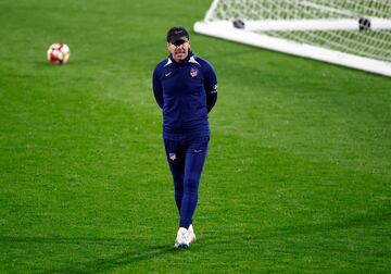 Simeone, en el entrenamiento de esta tarde.