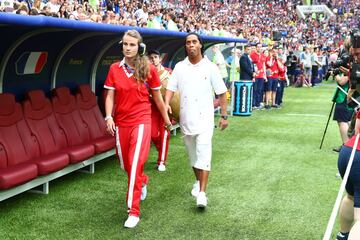 Final Mundial fútbol Rusia 2018. Ex internacional brasileño Ronaldinho campeón del mundo con Brasil en 2002.