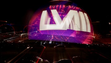 A view of the Sphere displaying a Super Bowl 58 logo, in Las Vegas, Nevada, U.S., February 7, 2024. REUTERS/Maria Alejandra Cardona