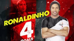 Póquer de Ronaldinho en su debut en el fútbol sala indio