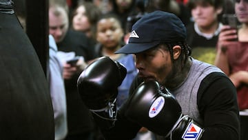 LAS VEGAS, NEVADA - APRIL 06: WBA lightweight champion Gervonta Davis hits the heavy bag during his workout at Barry�s Boxing Gym on April 06, 2023 in Las Vegas, Nevada. Davis is scheduled to fight Ryan Garcia in a catchweight bout on April 22, 2023 at T-Mobile Arena in Las Vegas.   Candice Ward/Getty Images/AFP (Photo by Candice Ward / GETTY IMAGES NORTH AMERICA / Getty Images via AFP)