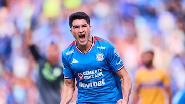 Nioclas Ibanez celebrates his goal 2-0 of Cruz Azul during the 6th round match between Cruz Azul and Tigres UANL as part of the Liga BBVA MX, Torneo Clausura 2026 at Cuauhtemoc Stadium, on February 15, 2026 in Puebla, Mexico.