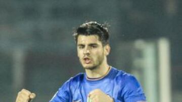 Morata celebra su gol ante el Cesena.