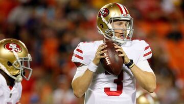 KANSAS CITY, MO - AUGUST 11: Quarterback C.J. Beathard #3 of the San Francisco 49ers passes during the preseason game against the Kansas City Chiefs at Arrowhead Stadium on August 11, 2017 in Kansas City, Missouri.   Jamie Squire/Getty Images/AFP
 == FOR NEWSPAPERS, INTERNET, TELCOS &amp; TELEVISION USE ONLY ==