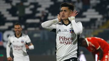 Futbol, Colo Colo vs Internacional.
Copa Sudamericana 2022.
El jugador de Colo Colo Pablo Solari, izquierda , celebra su gol contra Internacional durante el partido por los octavos de final de la Copa Sudamericana realizado en el estadio Monumental, Santiago, Chile.
28/06/2022
Jonnathan Oyarzun/Photosport
Football, Colo Colo vs Internacional.
2022 Copa Sudamericana Championship.
Colo Colo’s player Pablo Solari, left, celebrates his goal against Internacional during match round of 16 of Copa Sudamericana championship held at Monumental stadium in Santiago, Chile.
06/28/2022
Jonnathan Oyarzun/Photosport