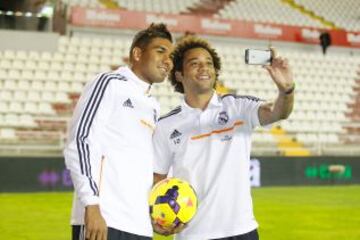 Casemiro y Marcelo antes del partido.