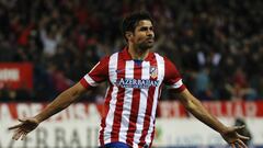 Atletico Madrid&#039;s Diego Costa celebrates his goal against Real Sociedad during their Spanish First Division soccer match at Vicente Calderon stadium in Madrid February 2, 2014.  REUTERS/Andrea Comas (SPAIN - Tags: SPORT SOCCER)