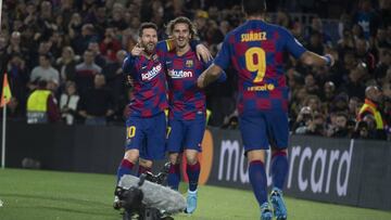 Messi, Suárez y Griezmann, en el partido ante el Dortmund.