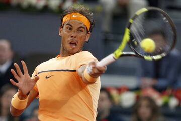 Nadal plays a shot during his three-sets win over Joao Sousa on Friday.
