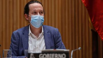 MADRID 26/11/2020. El vicepresidente segundo del Gobierno y ministro de Derechos Sociales y Agenda 2030, Pablo Iglesias, inform&oacute; este jueves de las l&iacute;neas generales de actuaci&oacute;n de su departamento ante la comisi&oacute;n del Congreso.