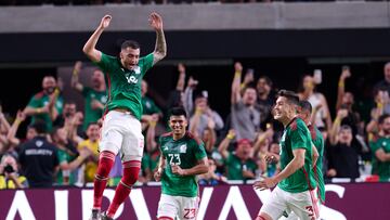 Luis Chavez celebrates his goal 0-2 of Mexico during the game Jamaica vs Mexico (Mexican National team), corresponding to Semifinals of the CONCACAF Gold Cup 2023, at Allegiant Stadium, on July 12, 2023.
<br><br>
Luis Chavez celebra su gol 0-2 de Mexico durante el partido Jamaica vs Mexico (Seleccion Nacional Mexicana), correspondiente a Semifinales de la Copa Oro de la CONCACAF 2023, en el Allegiant Stadium, el 12 de Julio de 2023.