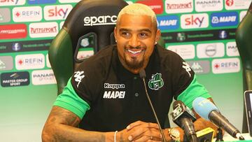 Kevin-Prince Boateng durante una conferencia de prensa con el Sassuolo.
