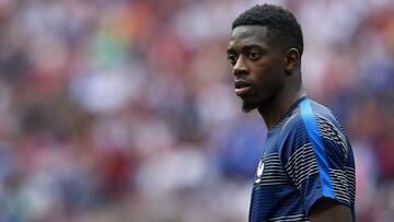 MOSCOW, RUSSIA - JULY 15: Ousmane Dembele of France warms up ahead of the 2018 FIFA World Cup Russia Final between France and Croatia at Luzhniki Stadium on July 15, 2018 in Moscow, Russia.  (Photo by Quality Sport Images/Getty Images)