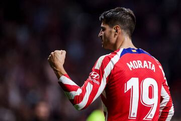 Morata celebra ungol con el Atlético.