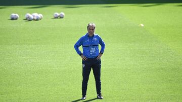 Natxo,durante el entrenamiento del jueves.
