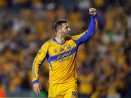 Soccer Football - Liga MX - Tigres UANL v Monterrey - Estadio Universitario, Monterrey, Mexico - March 7, 2026 Tigres UANL's Andre-Pierre Gignac celebrates scoring their first goal during the match REUTERS/Daniel Becerril