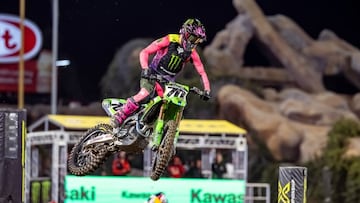 Jorge Prado, con la Kawasaki en Anaheim.