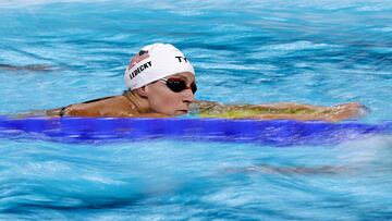 Paris 2024 Olympics - Swimming Training - Paris La Defense Arena, Nanterre, France - July 25, 2024. Katie Ledecky of the U.S during training. REUTERS/Ueslei Marcelino