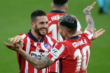 Los jugadores del Atlético de Madrid celebrando el gol de Koke 