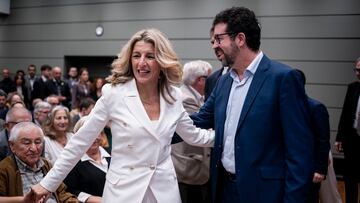 La vicepresidenta segunda y ministra de Trabajo y Economía Social, Yolanda Díaz y el secretario de Estado de Empleo y Economía Social, Joaquín Pérez Rey, a su llegada a la toma de posesión del cargo de Yolanda Díaz, durante un acto en la sede ministerial, a 21 de noviembre de 2023, en Madrid (España).  En el segundo Gobierno de coalición del PSOE, Yolanda Díaz ha sido nombrada por segunda vez consecutiva por el presidente de Gobierno como vicepresidenta segunda y ministra de Trabajo y Economía Social. Díaz forma así parte de los 22 ministros integrantes del Gobierno de coalición ocupando una de las cinco carteras correspondientes a Sumar.
21 NOVIEMBRE 2023;SUMAR;VICEPRESIDENCIA SEGUNDA;TRABAJO;ECONOMIA SOCIAL
A. Pérez Meca / Europa Press
21/11/2023