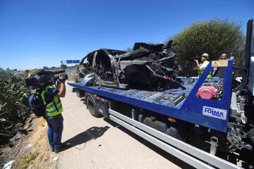 Accidente de tráfico mortal del futbolista José Antonio Reyes en la autovía A-376 de Sevilla a Utrera.