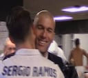 A very happy Real Madrid changing room at the Camp Nou