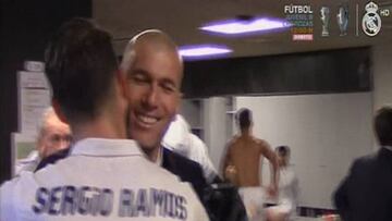 A very happy Real Madrid changing room at the Camp Nou