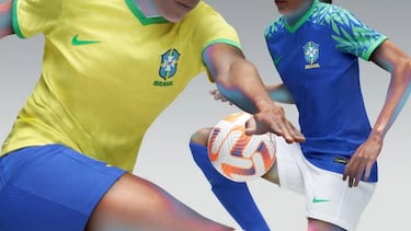 Con la mítica Marta al frente Brasil quiere volver a ser competitiva en este Mundial para que vestirán una camiseta sencilla amarilla con detalles verdes. Tanto esta primera opción como la visitante está inspirada en el Amazonas.