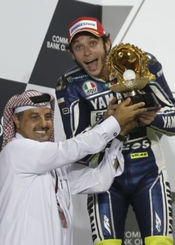 Valentino Rossi fue segundo en Qatar.