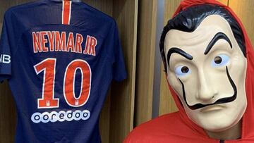 Neymar lleg車 al partido frente al Lille vestido de 'La casa de papel