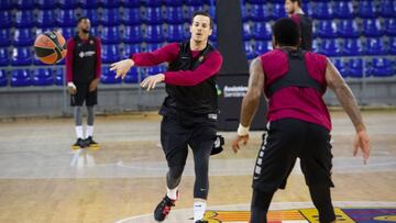 Thomas Heurtel, en un entrenamiento del Barcelona.