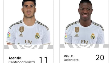 Los dorsales del Real Madrid, en LaLiga: Asensio el 11, Vinicius el 20 y Bale... el 25