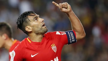 NOG. Monaco (Monaco), 04/08/2017.- Radamel Falcao of AS Monaco celebrates after scoring a goal against Toulouse FC during the French Ligue 1 soccer match, AS Monaco vs Toulouse FC, at Stade Louis II, in Monaco, 04 August 2017. (Francia) EFE/EPA/SEBASTIEN NOGIER