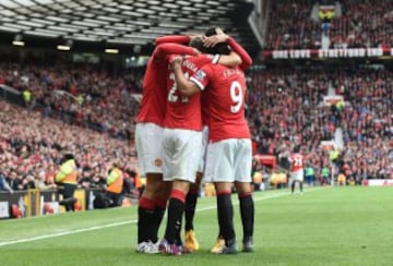 Ander Herrera celebra el primer gol de Manchester United.