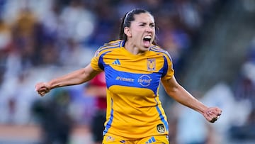 Anika Rodriguez of Tigres during the Quarter-Finals first second match between Monterrey and Tigres UANL as part of the Torneo Clausura 2025, Liga MX Femenil at BBVA Bancomer Stadium on April 28, 2025 in Monterrey, Nuevo Leon, Mexico.