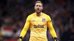 Oblak celebra un gol contra el Liverpool.