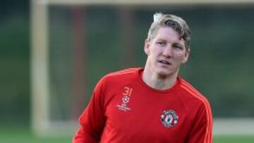 Bastian Schweinsteiger durante una sesión de entrenamiento del Manchester United.